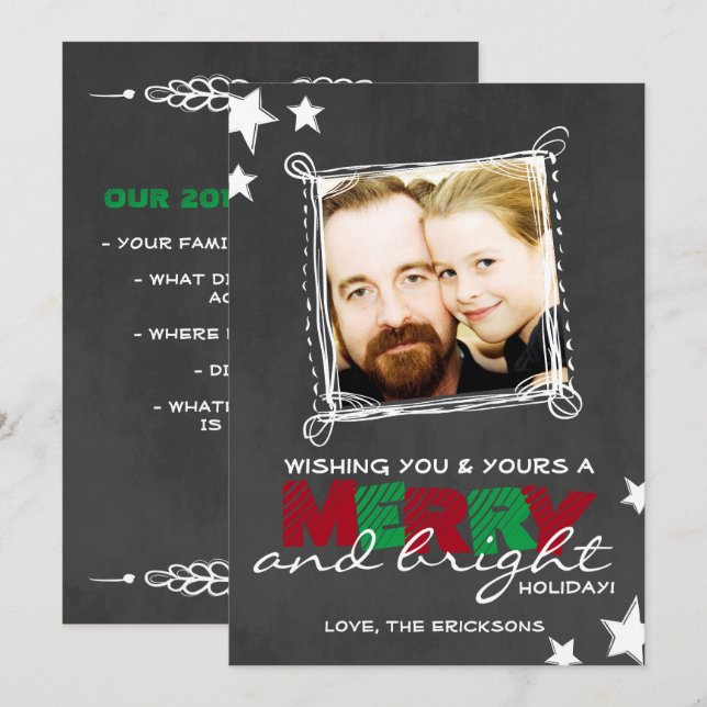 KORT FÖR MERRY & BRIGHT CHALKBOARD CHRISTMAS (Fram/baksida)