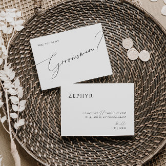 Kort för minimalt grått skript Groomsman Frieri