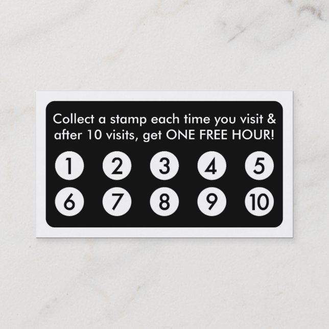 kort för modBILJARDHALLlojalitet (Baksida)