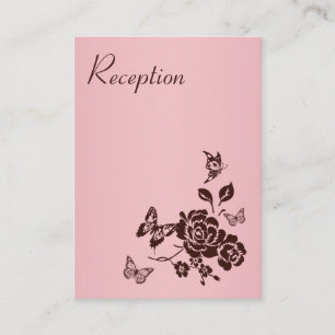 Kort för mottagning av rosa och brun Blommigt