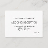 Kort för mottagning av svartvit bröllop