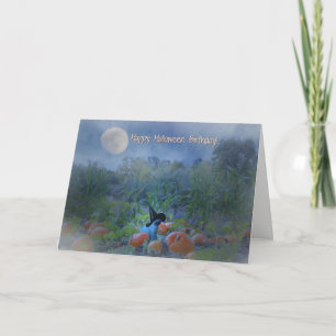 Kort för nödkatter i happy halloween på födelsedag