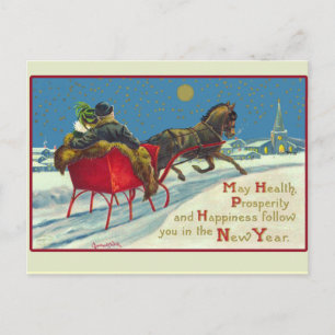 Kort för nya år för vintageillustration