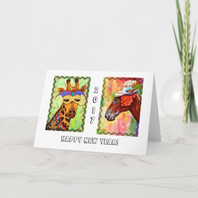 Kort för nytt år för partydjur (Framsida)