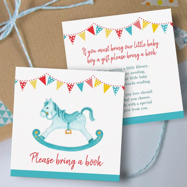 Kort för önskan om barnbok på baby shower med gung (Skapare uppladdad)