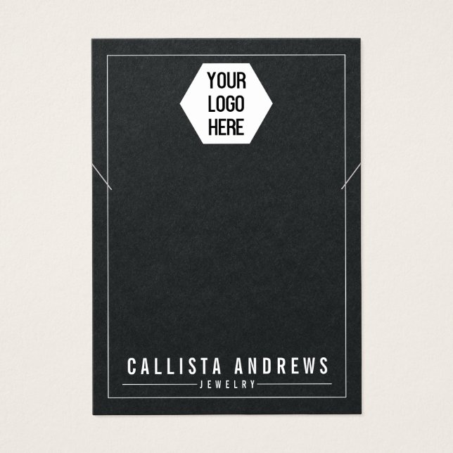 Kort för Papper Neecklace-Visning för enkel svart  (Framsidan)