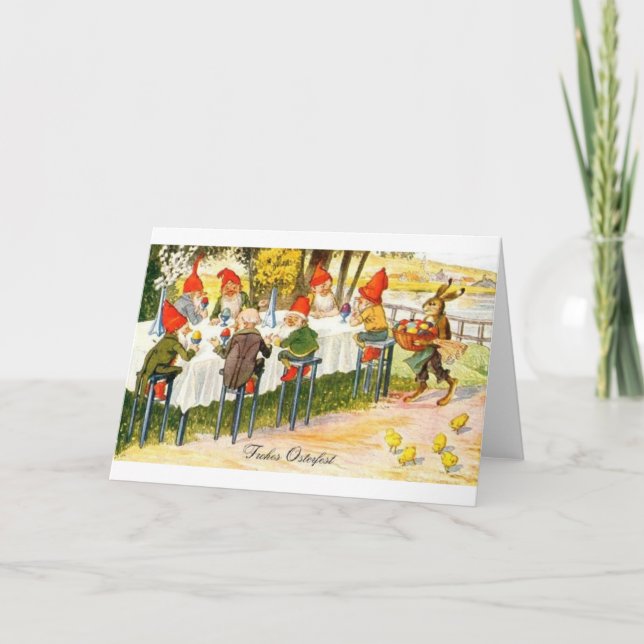 Kort för påsk för vintagetyskdvärg (Framsida)