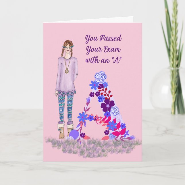Kort för passerat prov med "A" (Framsida)