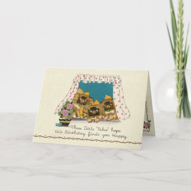 Kort för Pekingese hundfödelsedag (Framsida)