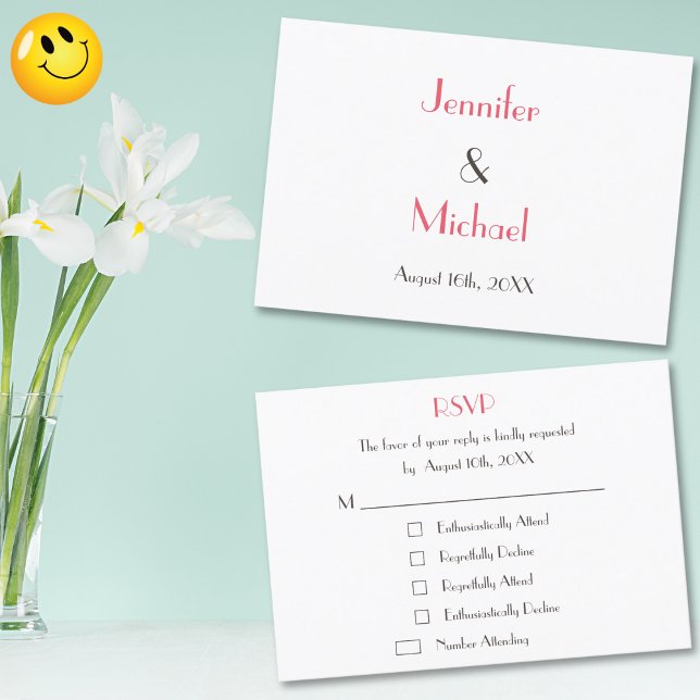 Kort för Personligt bröllp-OSA-svar på inbjudan (Funny Custom Wedding RSVP Reply Invitation Card)