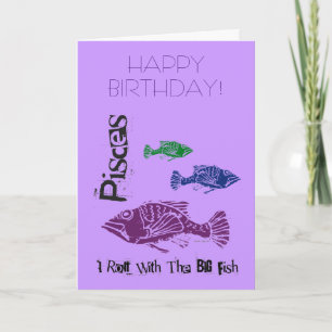 Kort för Pisces stort fiskgrattis på födelsedagen