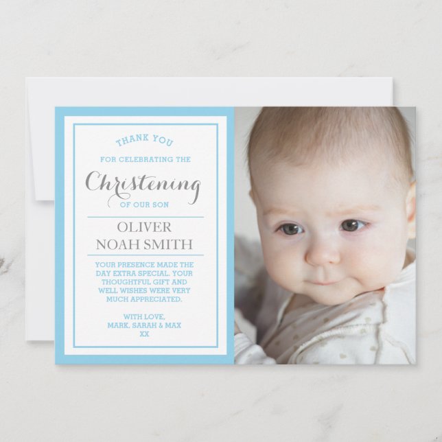 Kort för pojkechristening-/doptack (Framsida)