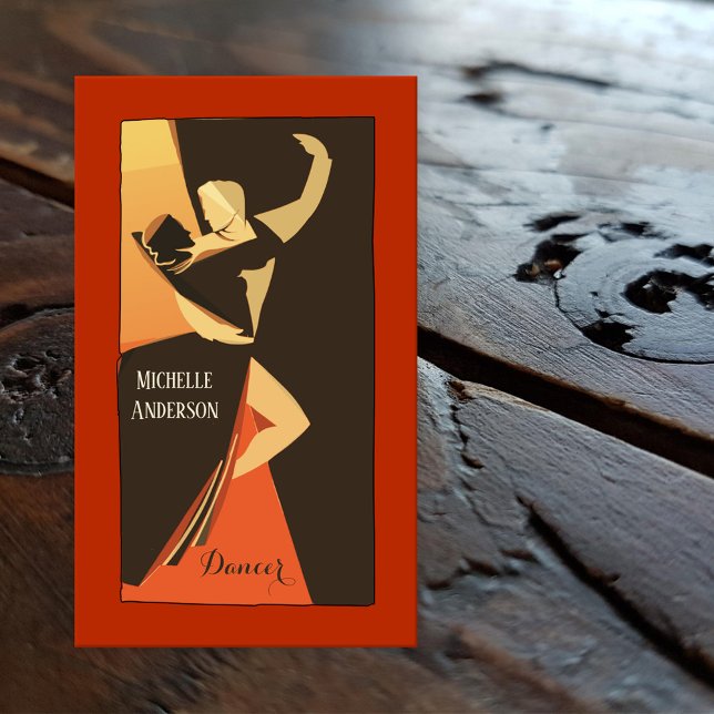Kort för professionell dansare (Business card featuring a stylized dancing couple)