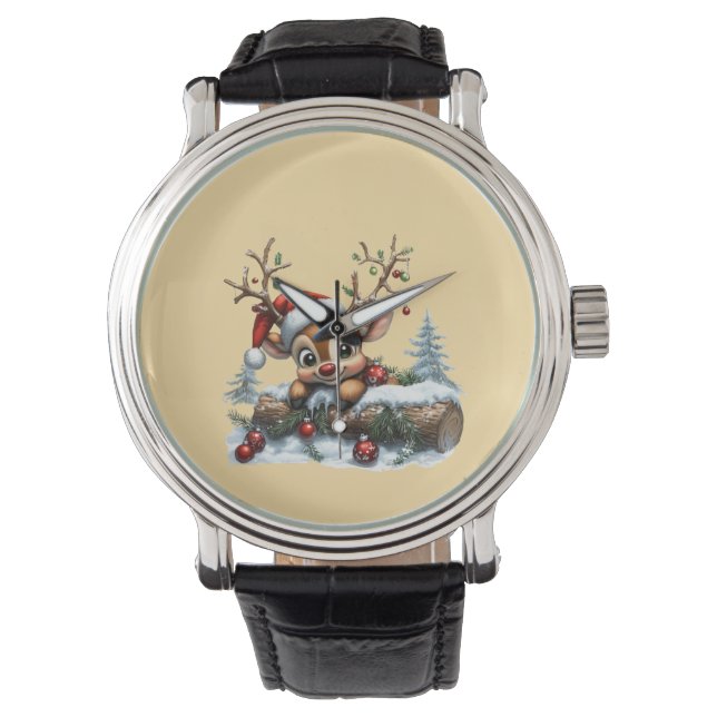 Kort för prydnadsföremål i julklapp med prydnadsfö armbandsur (Framsida)