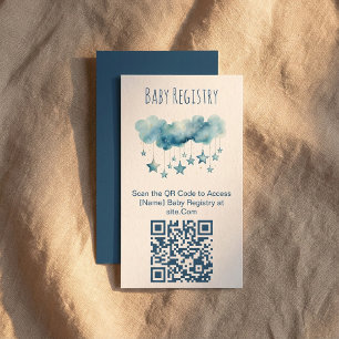 Kort för QR-kod för babydusch i måne och stjärnor
