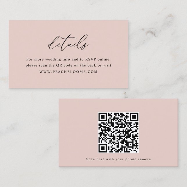 Kort för QR-koddetaljer på Dusty Ro-webbplatsen QR (Fram/baksida)