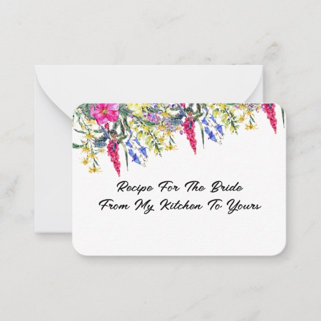 Kort för recept på botaniska blommigtar för möhipp (Framsida)