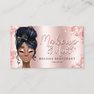 Kort för remiss för MakeupHairStylistglitter rosa