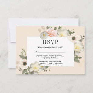 Kort för romantiskt RSVP med peonior och anemone