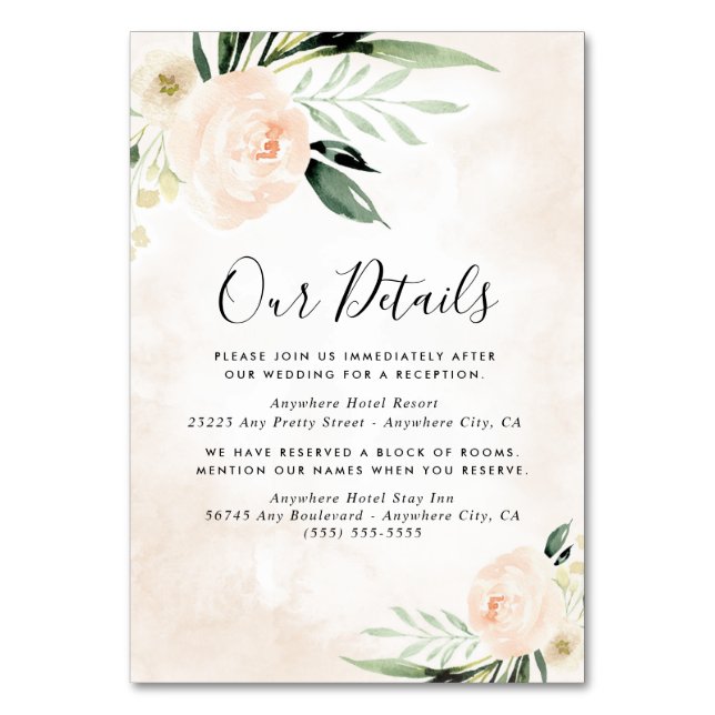 Kort för  Rosa Blommigt Champagne Bröllop (Framsidan)