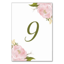 Kort för Rosa för Bordsnummer med vattenfärg