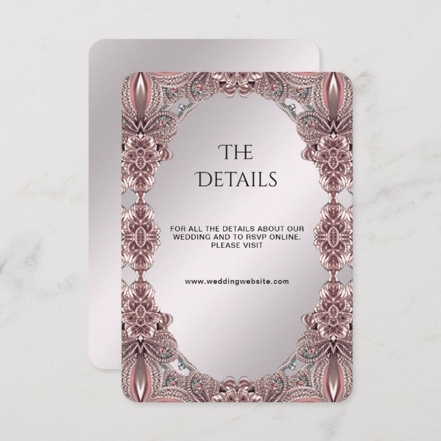 Kort för rosa för prydnadsdetaljhölje (Fram/baksida)