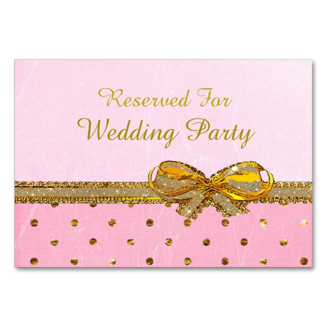 Kort för rosa och Guld Party eller Bröllop Bord (Framsidan)