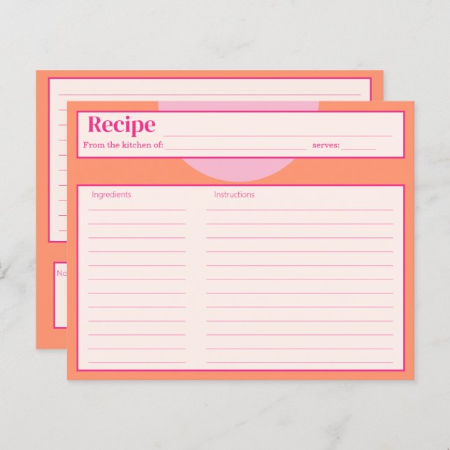 Kort för rosa och Orange (Fram/baksida)