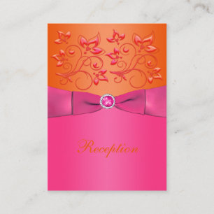 Kort för rosa och Orange Blommigt Bröllop
