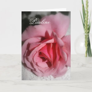 Kort för rosa rosPauline känt hälsning