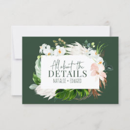 Kort för rosa, teal + orkidétropiska blommigtar