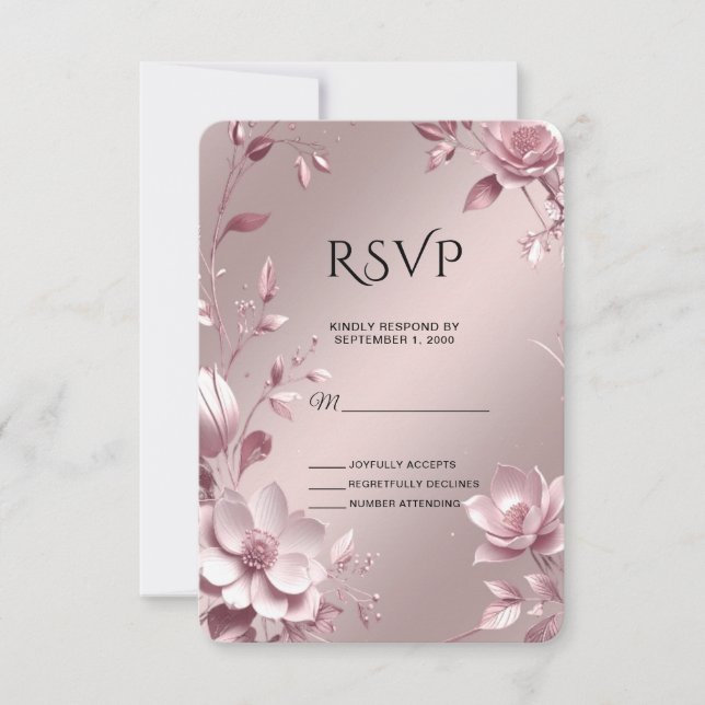 Kort för RSVP med skär delikat blommig ram (Framsida)