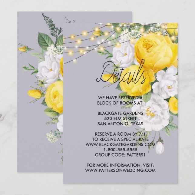 Kort för Rustic ljus Gult Blommigt-hölje (Fram/baksida)