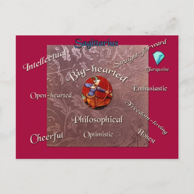 Kort för Sagittariuskänneteckenzodiac (Framsida)