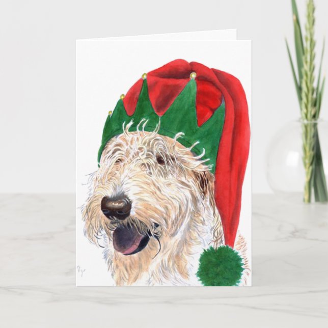 Kort för Santa hjälpredaLabradoodle hälsning (Framsida)