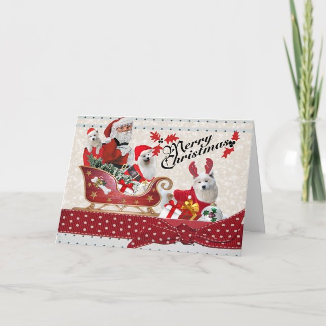Kort för Santa och Samoyedhjälpredagod jul (Framsida)