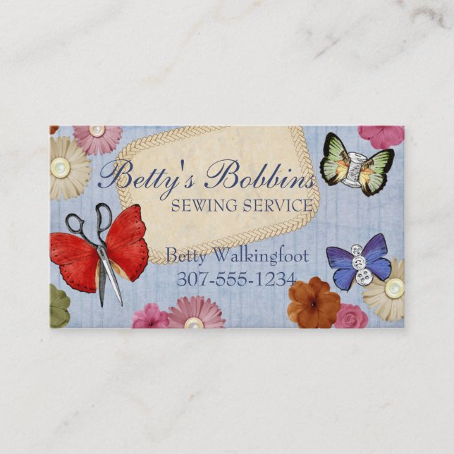 Kort för seamstress för fjärilar för (Framsida)