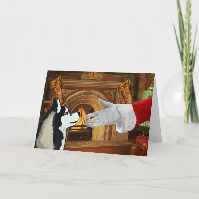 Kort för siberian huskyjulhelgdag (Framsida)