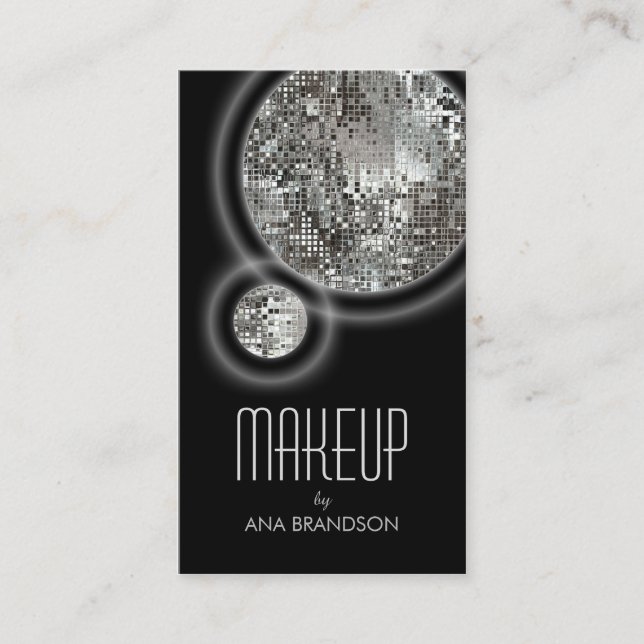 Kort för skönhet för skimrande silverbollsvart (Framsida)