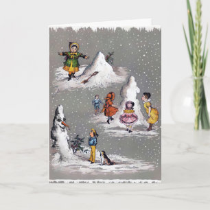Kort för snögubbe för vintagejul kusligt