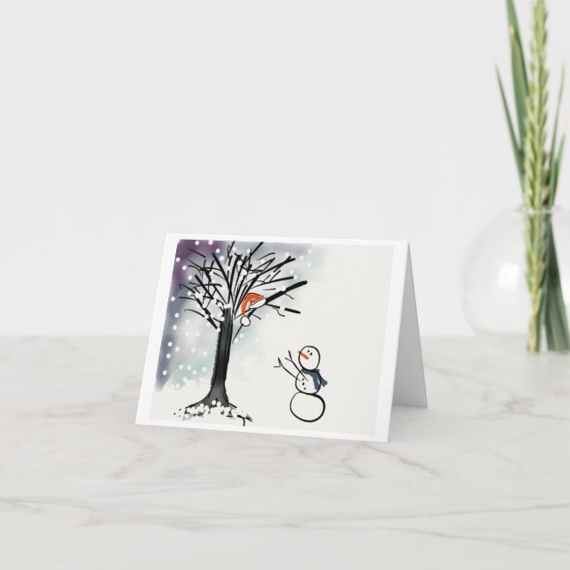 Kort för snögubbejulhelghälsning, roligt som är (Framsida)