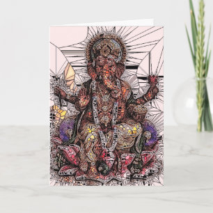 Kort för Sri Ganesha målat glasshälsning