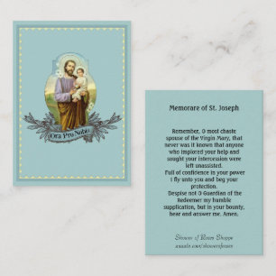 Kort för St Joseph Memorare bönheliga