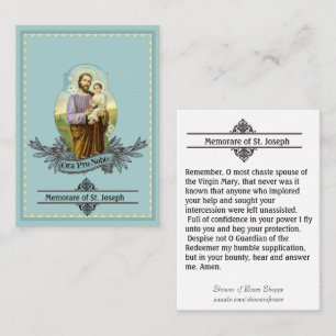 Kort för St Joseph Memorare bönheliga