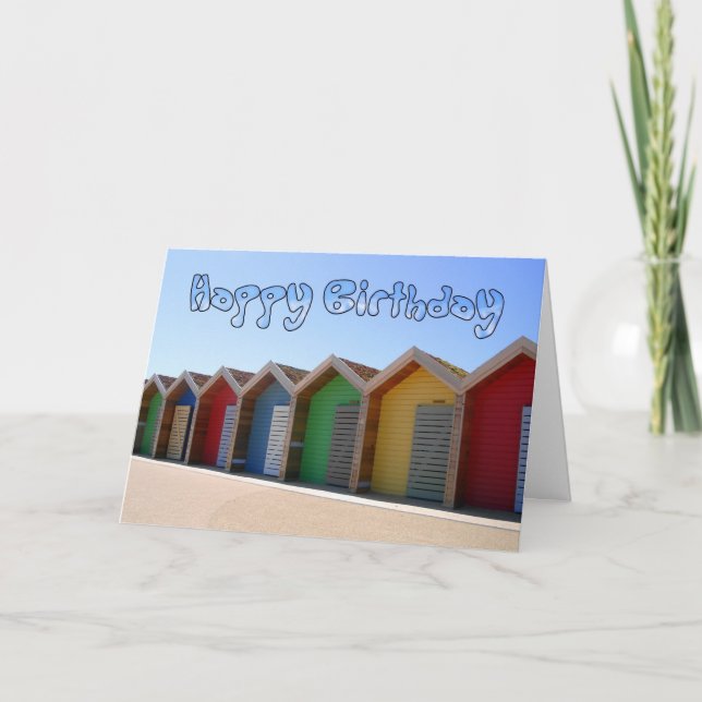 Kort för strandkojafödelsedag (Framsida)