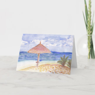 Kort för strandparaplyhälsning