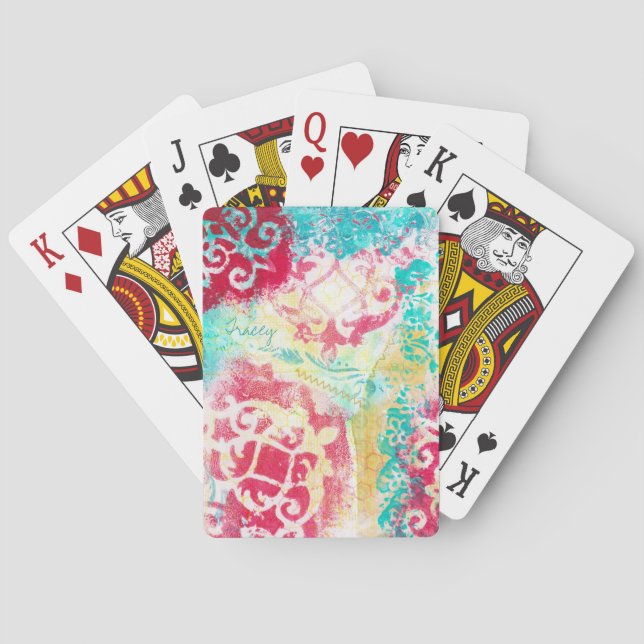 Kort för streckoque filigree Grunge Art Painting C Casinokort (Baksidan)