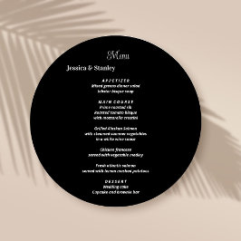 Kort för svart Bröllop-meny, enkelt och elegant