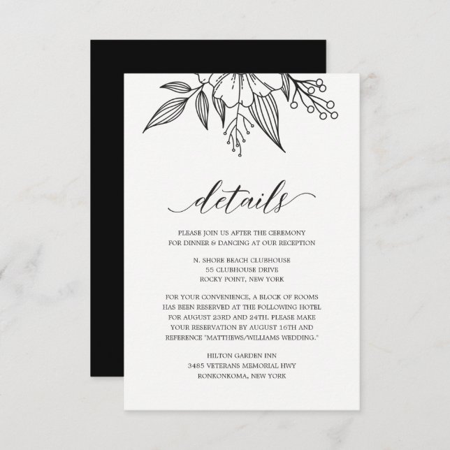 Kort för svart hölje i Bröllop med enkel Elegant B (Fram/baksida)