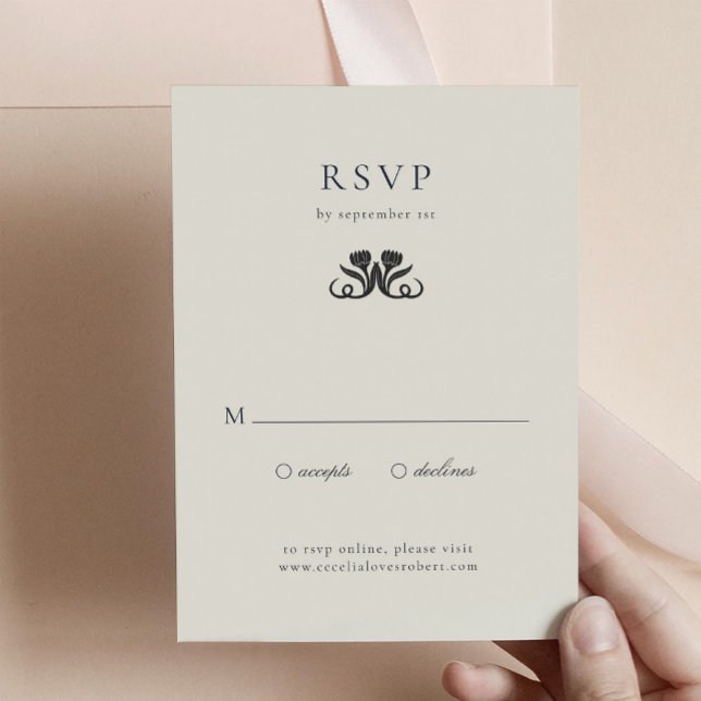 Kort för svart och vit OSA för elegant (Elegant Black and White Wedding RSVP Card)